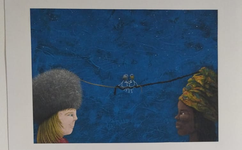 Illustrazione donne in sfondo blu